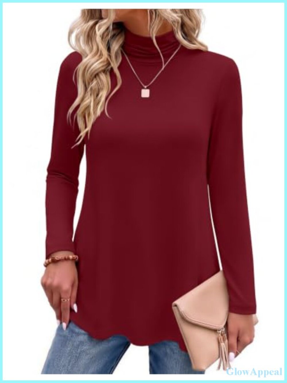Zeagoo Women's Long Sleeve Turtleneck Tunic Top Work Casual Loose Fit Soft